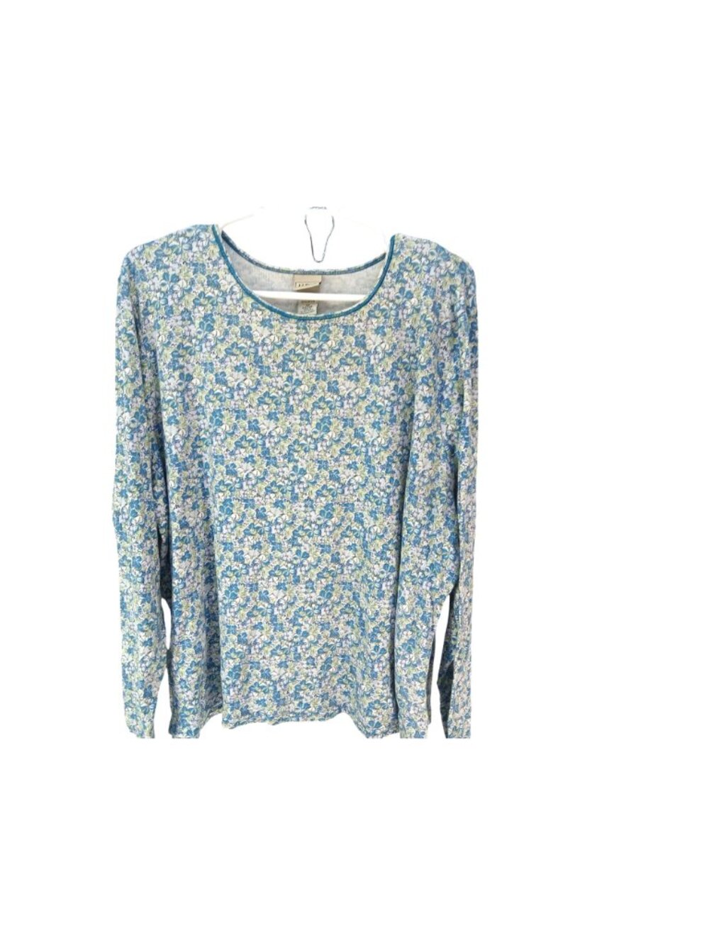 L.L. Bean Womens 3X Plus Floral Long Sleeve Tops 100% Cotton Pink Blue Scoop - Picture 3 of 10
